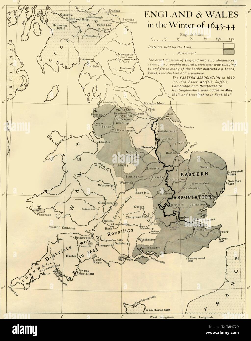 'England & Wales in the Winter of 1643-44', 1926. Creators: Unknown, Emery Walker Ltd. Stock Photo