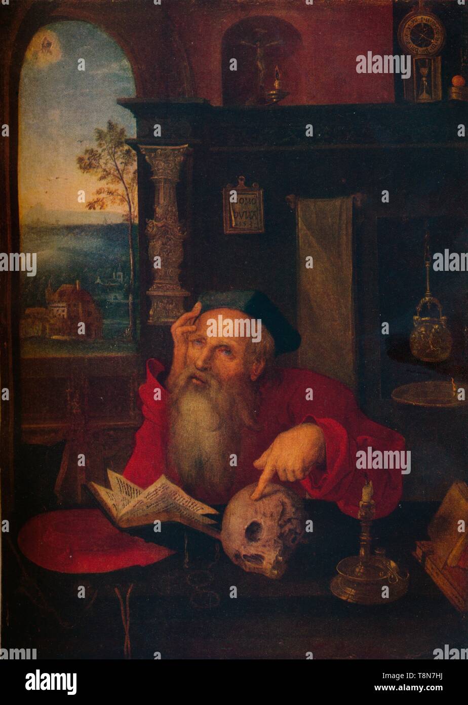 'St. Jerome in his Study', c1530, (1920). Creator: Circle of Joos van Cleve. Stock Photo