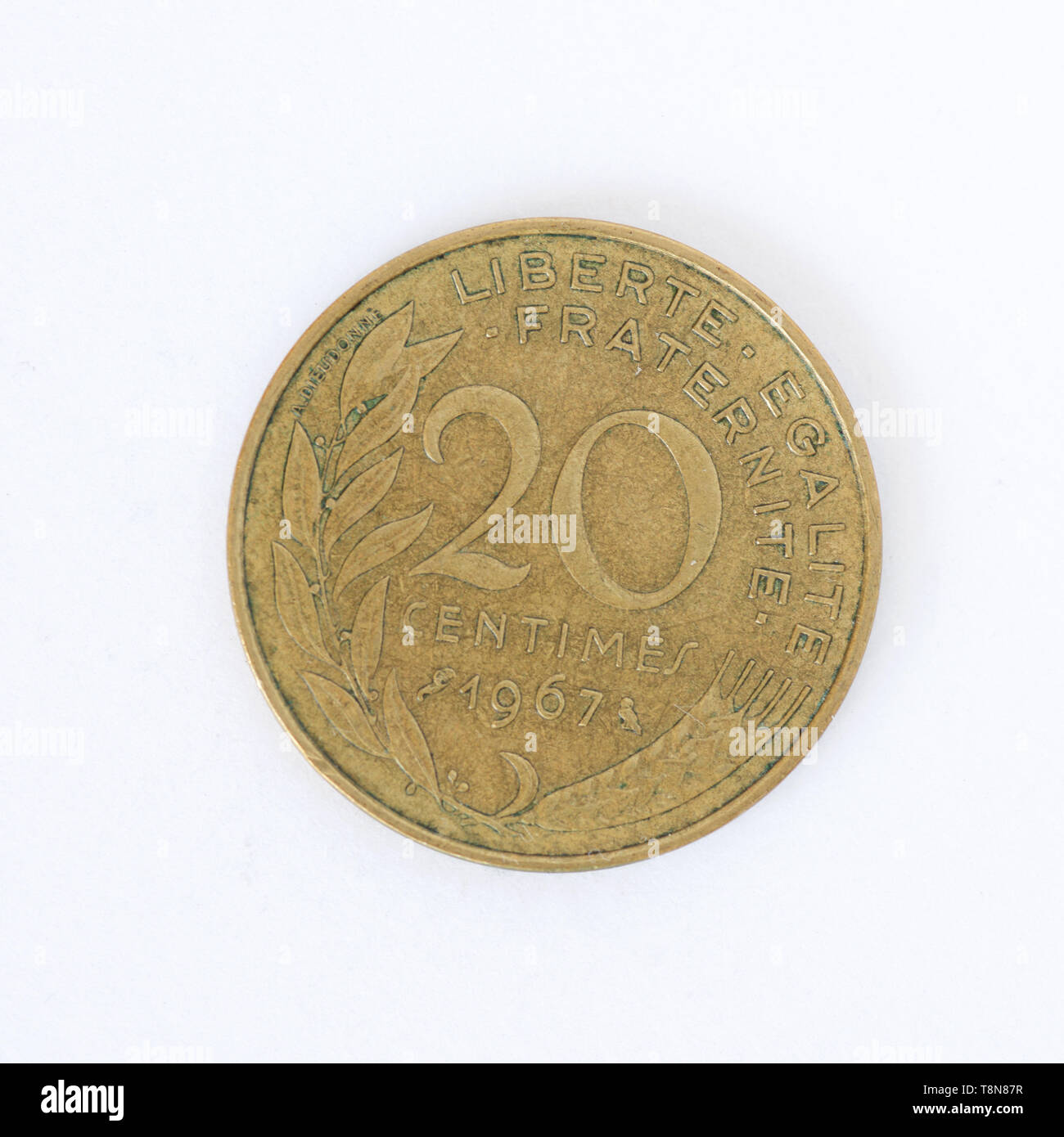 French 20 Centimes coin 1967 Stock Photo Alamy