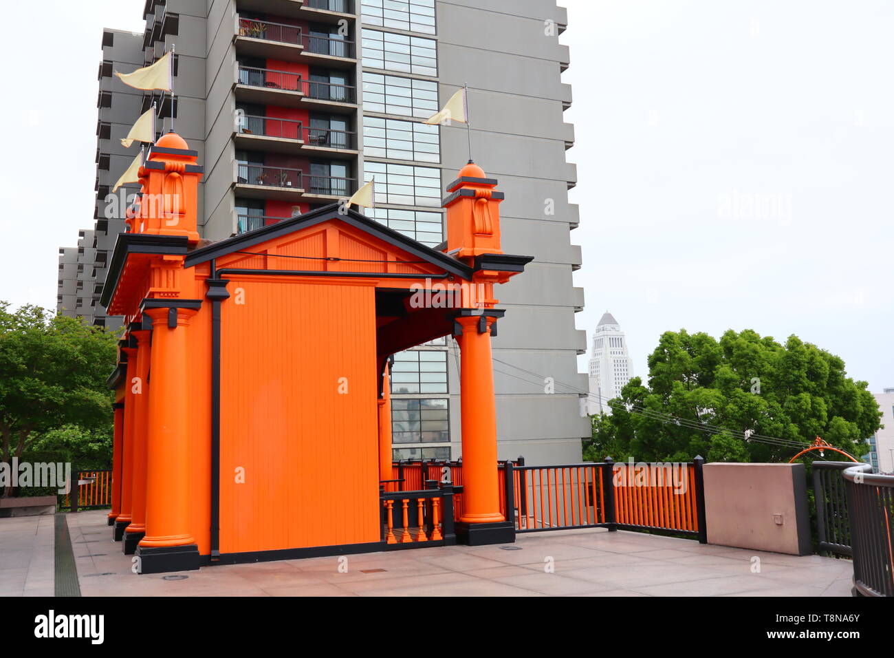 Angels Flight, the historic funicular railway located in downtown of Los Angeles - California Stock Photo