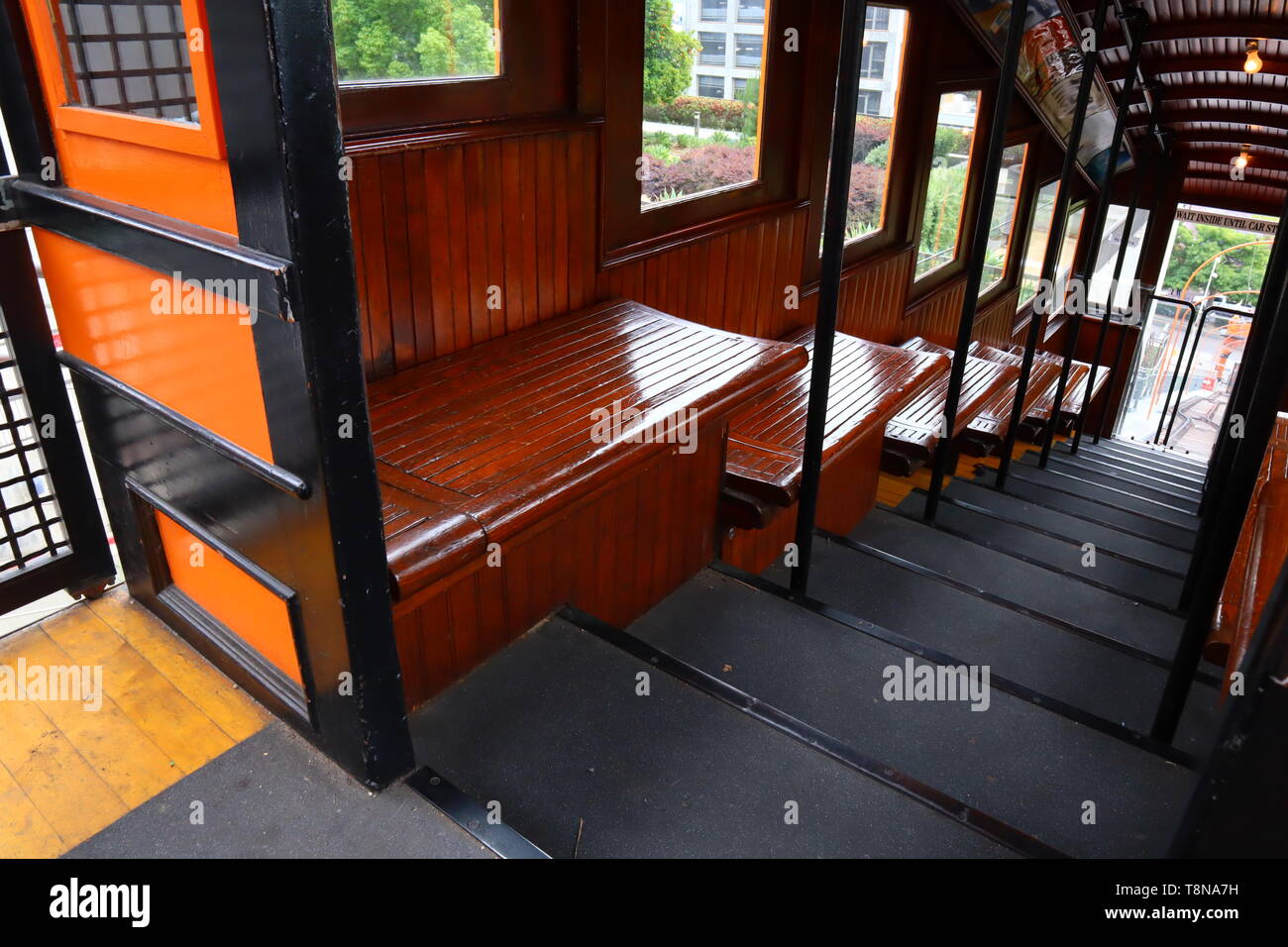 Angels Flight, the historic funicular railway located in downtown of Los Angeles - California Stock Photo