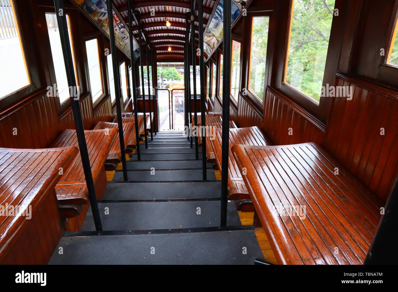 Angels Flight, the historic funicular railway located in downtown of Los Angeles - California Stock Photo