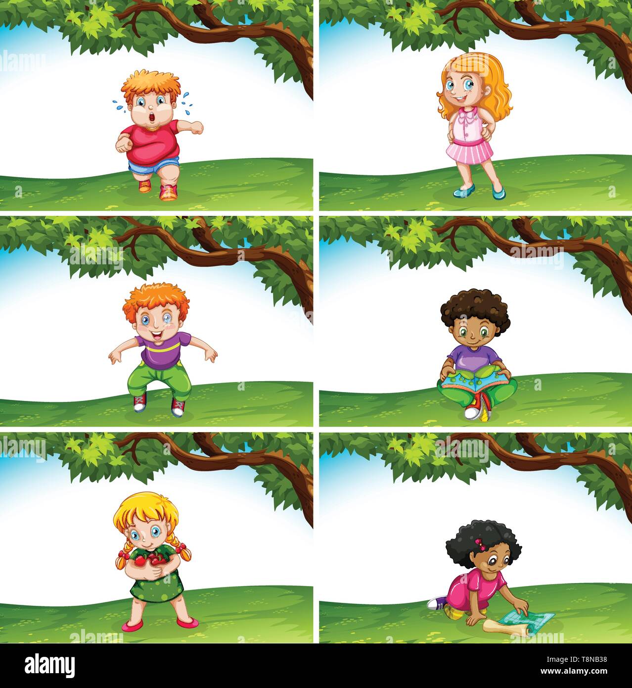 Set of kids in park scenes illustration Stock Vector Image & Art - Alamy