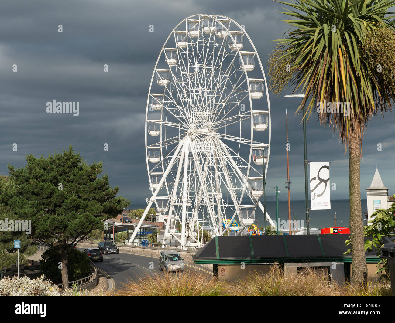 Bournemouth, United Kingdom - June 25, 2017; Big ferris wheel on the pier of Bournemouth a large and populair tourist destination on the coast of Sout Stock Photo