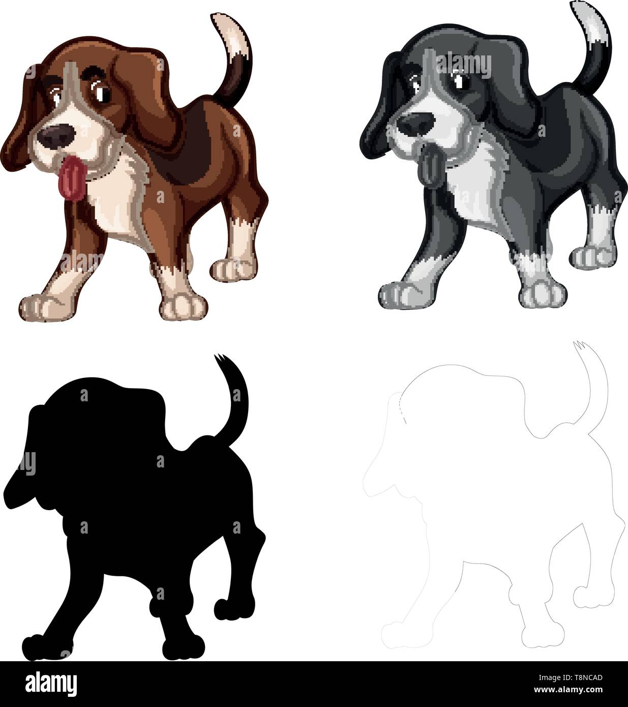 Set beagle dog illustration Stock Vector Images - Alamy