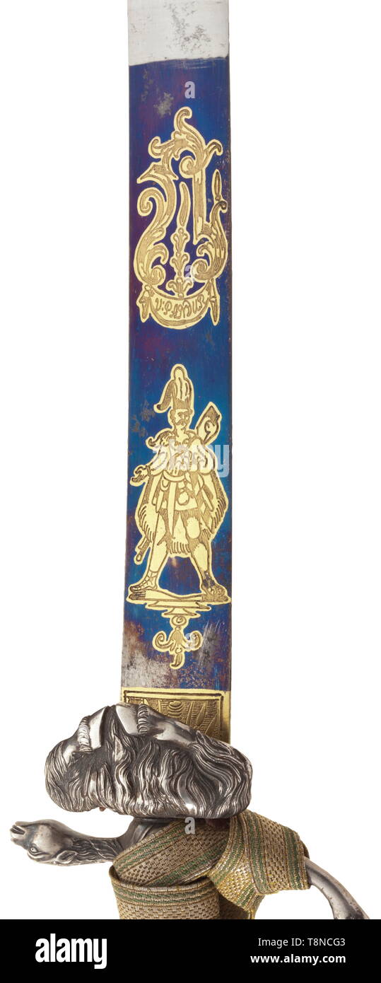 A silvermounted German hunting sword, circa 1740 Curved singleedged