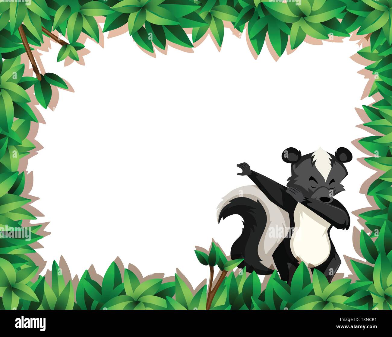 Skunk on nature border illustration Stock Vector Image &amp; Art - Alamy