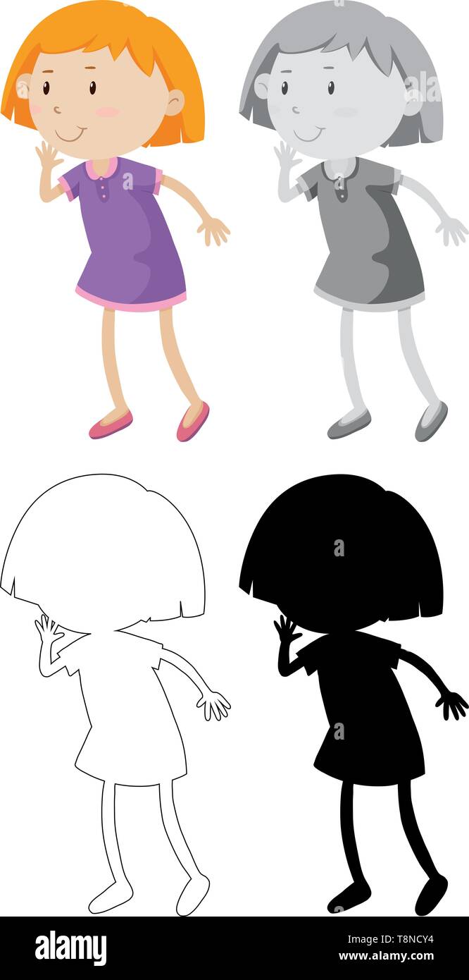 Set of cute girl character illustration Stock Vector Image & Art - Alamy