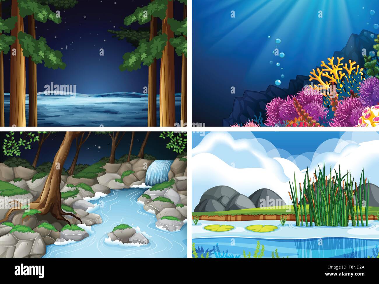 Set of nature landscape illustration Stock Vector Image & Art - Alamy