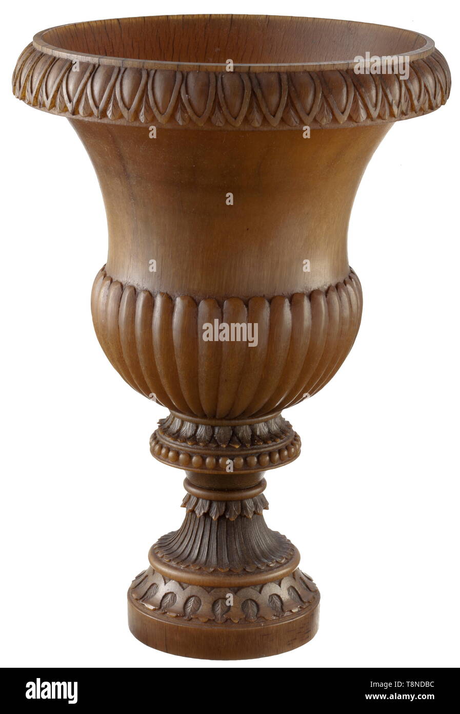 A Large Indian Rhinoceros Horn Cup Circa 1800 Large One Piece Carved Cup Made From The Horn Of An Impressive Male Rhinoceros The Multiply Stepped Foot Finely Carved With Leaves And A Bead And Reel