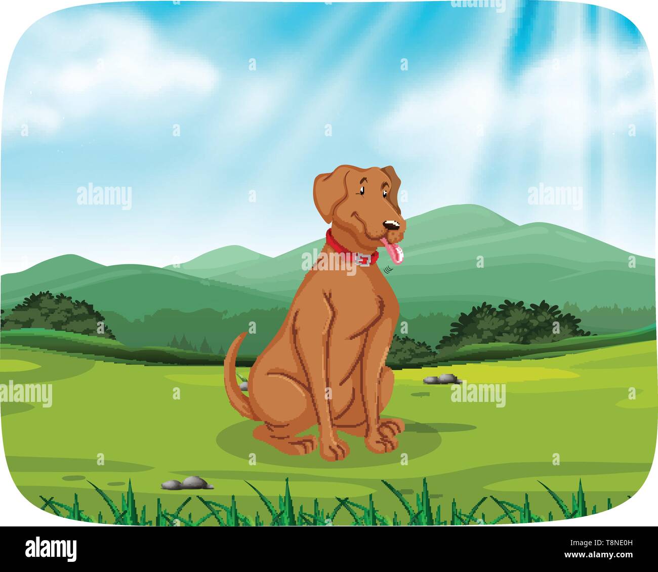 Dog in park scene illustration Stock Vector