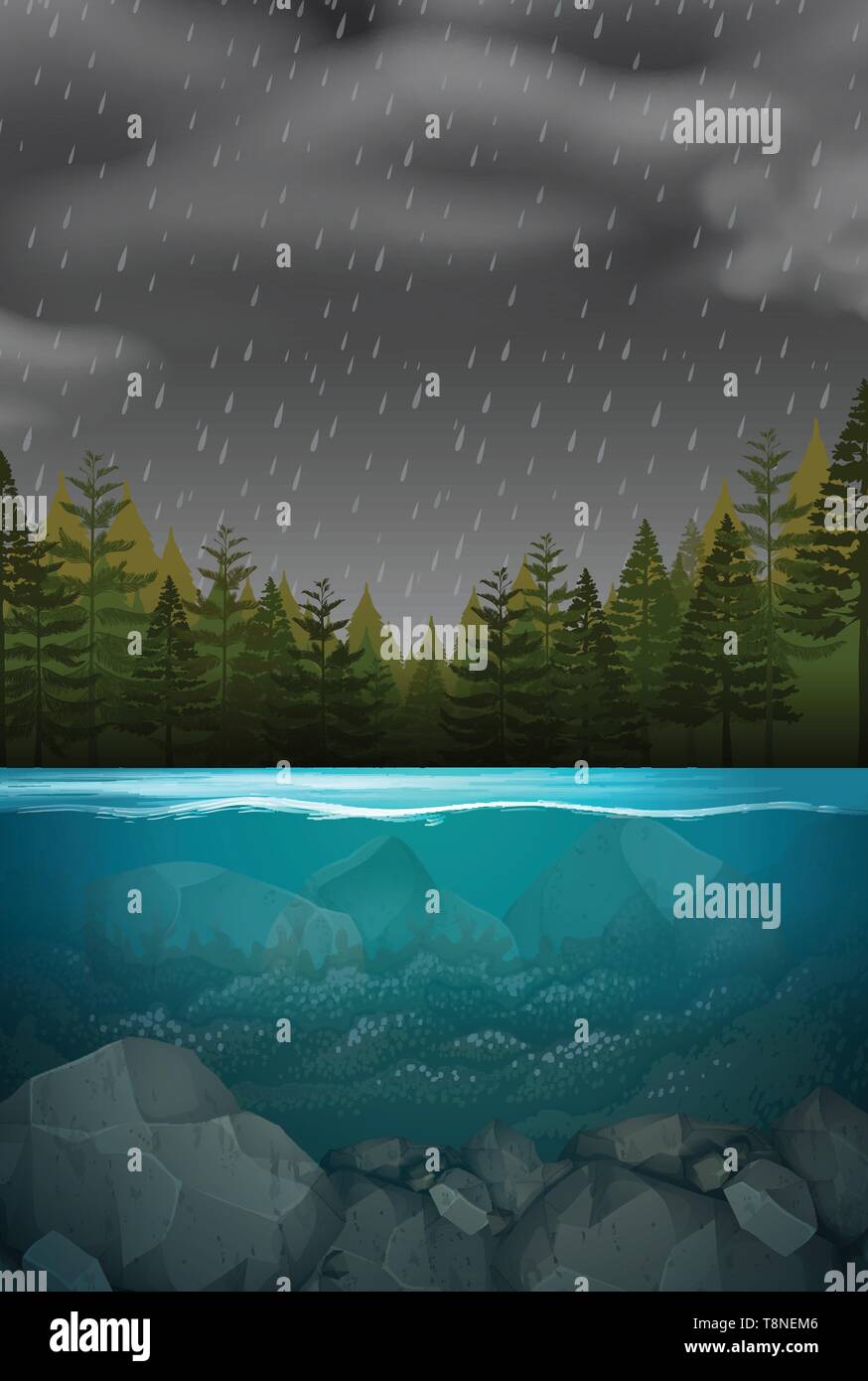 underwater forest storm scene illustration Stock Vector Image & Art - Alamy