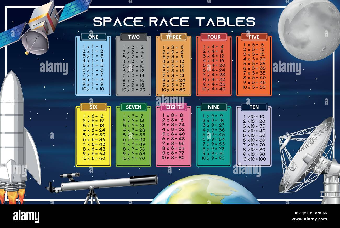 Space race table background illustration Stock Vector