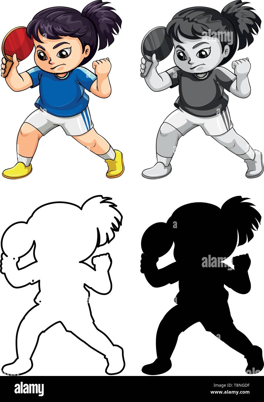 Set of table tennis player illustration Stock Vector Image & Art - Alamy