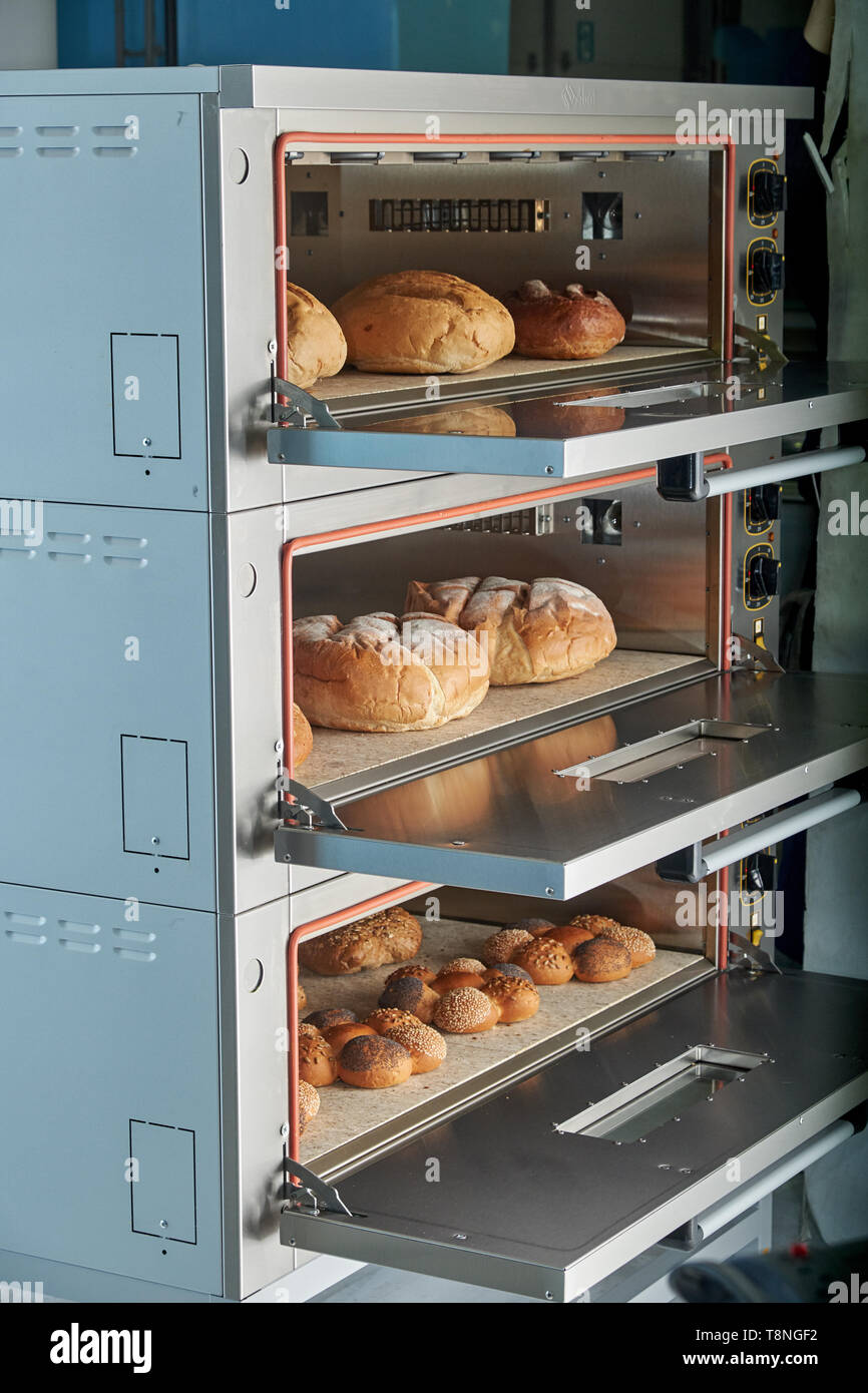 Industrial electric oven for catering with set food. Freshly Baked Bakery  Products Stock Photo - Alamy