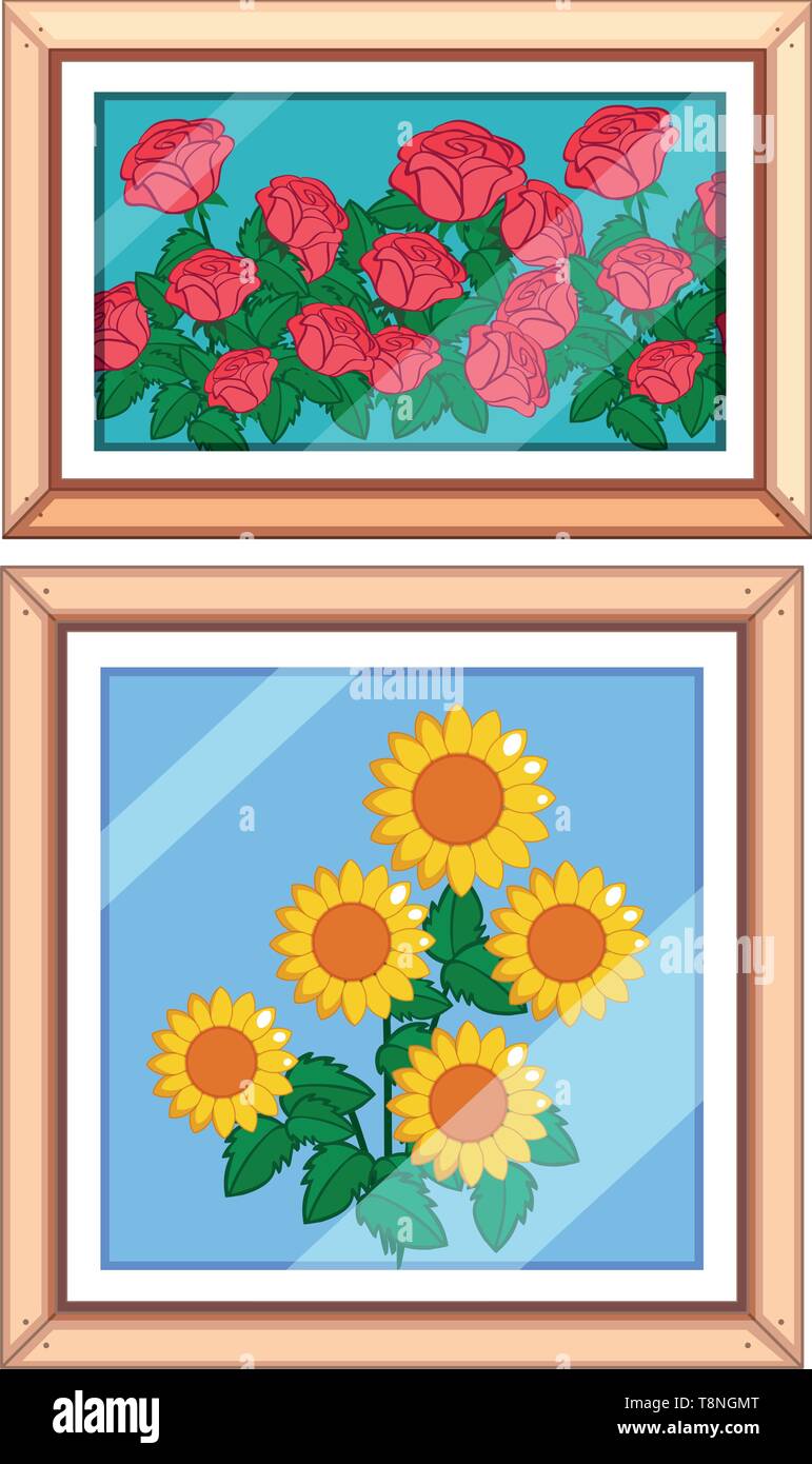 Set og beautiful flower frame illustration Stock Vector Image & Art - Alamy