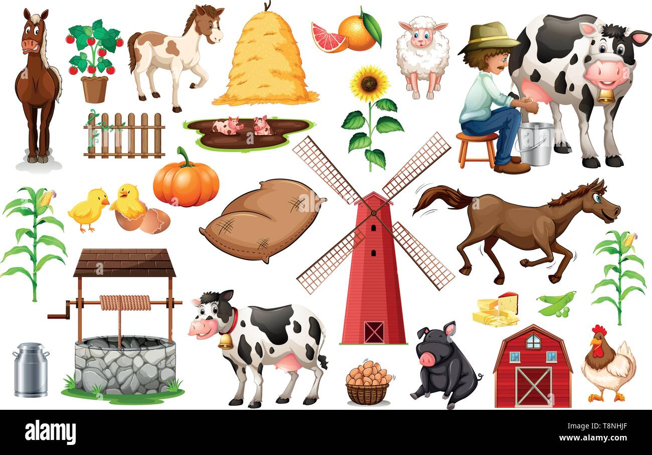 Set of farm objects illustration Stock Vector Image & Art - Alamy