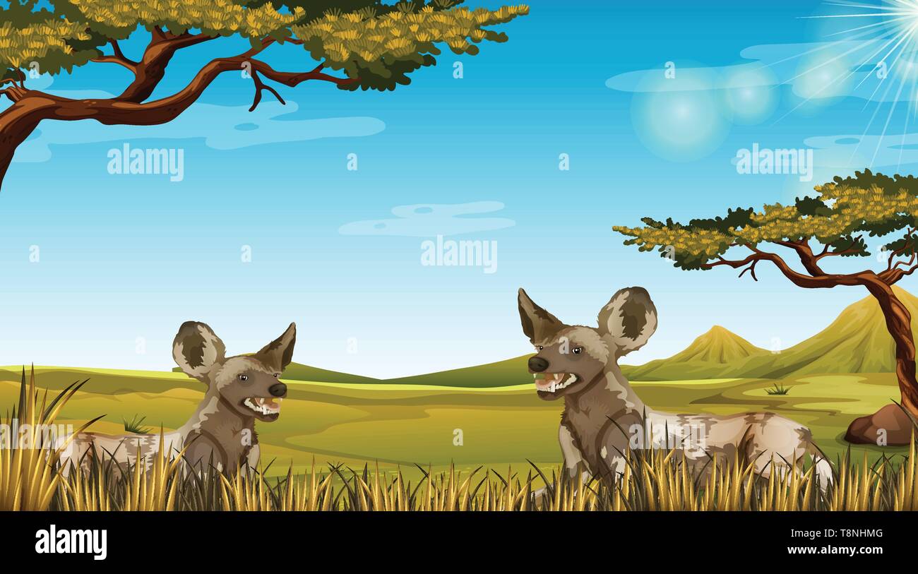 Animal in african scene illustration Stock Vector