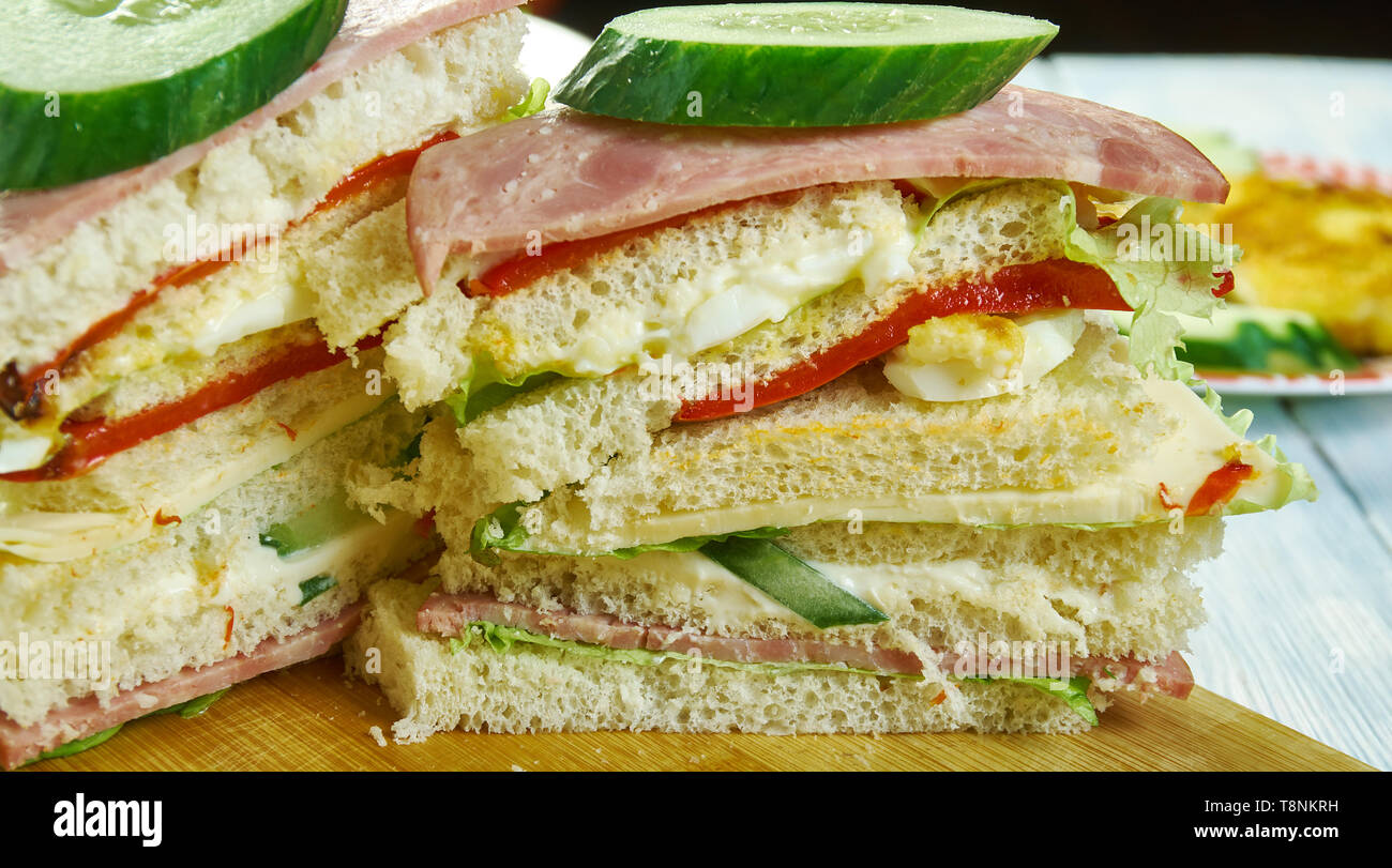 Sandwiches de miga, popular food items in Argentina, Chile and Uruguay