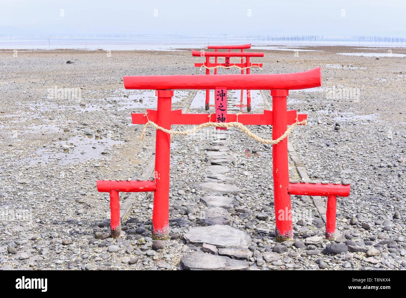 Ouo Shrine, Mysterious Floating Torii Gates in Saga, Japan Stock Photo