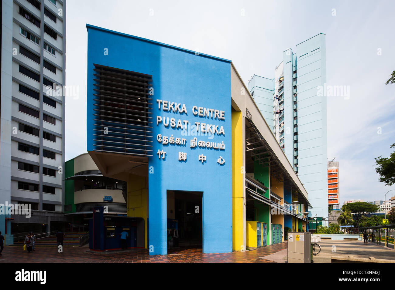 Tekka Centre architecture painted in various colours to give a more vibrant facelift. 2019, Little India, Singapore. Stock Photo