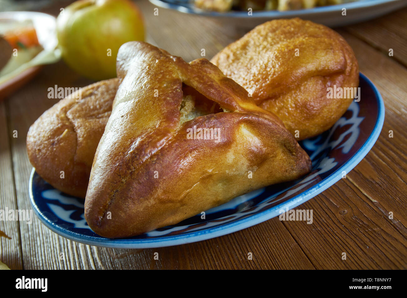 Tatar Pie Triangle Echpochmak, Russian Kurnik, Delicious Pastry