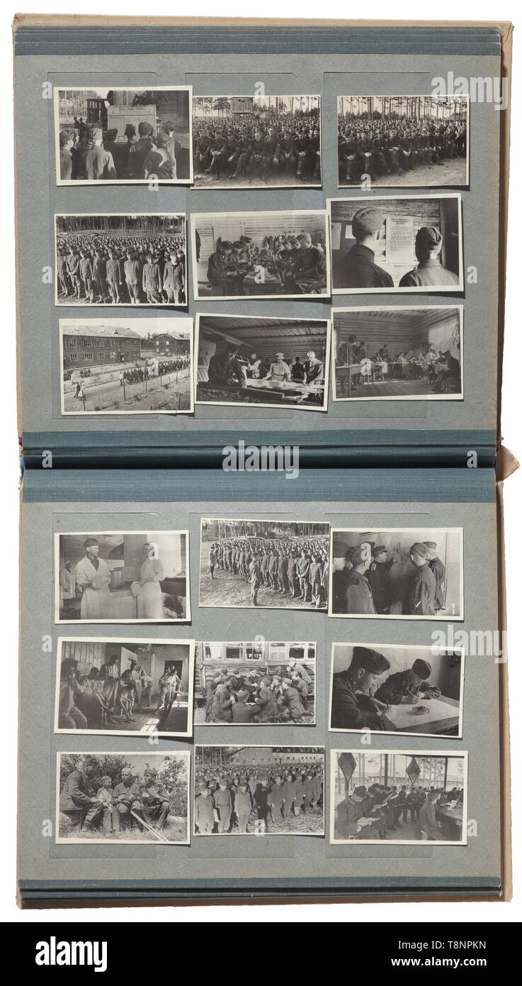 Photos National Committee 'Freies Deutschland' (NKFD) - Russian Front A total of 81 pictures (formats between 6 x 9 cm and 13 x 18 cm), inserted into a stamp album. The pictures predominantly with Russian captions at back, a unique colle 20th century, Editorial-Use-Only Stock Photo