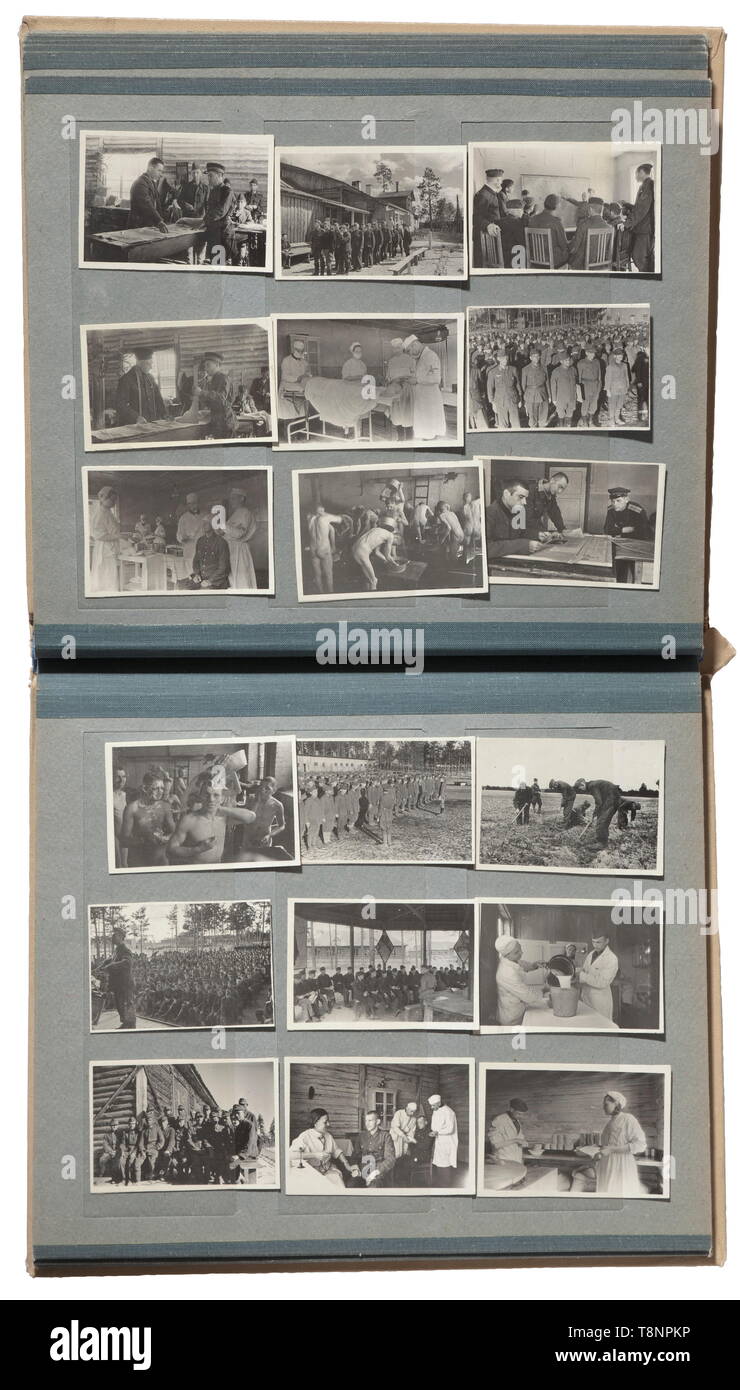 Photos National Committee 'Freies Deutschland' (NKFD) - Russian Front A total of 81 pictures (formats between 6 x 9 cm and 13 x 18 cm), inserted into a stamp album. The pictures predominantly with Russian captions at back, a unique colle 20th century, Editorial-Use-Only Stock Photo