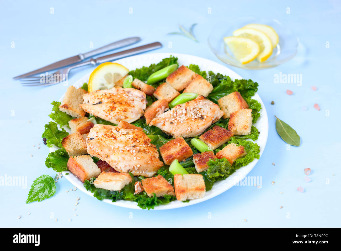 Chicken bread crumb salad Stock Photo Alamy