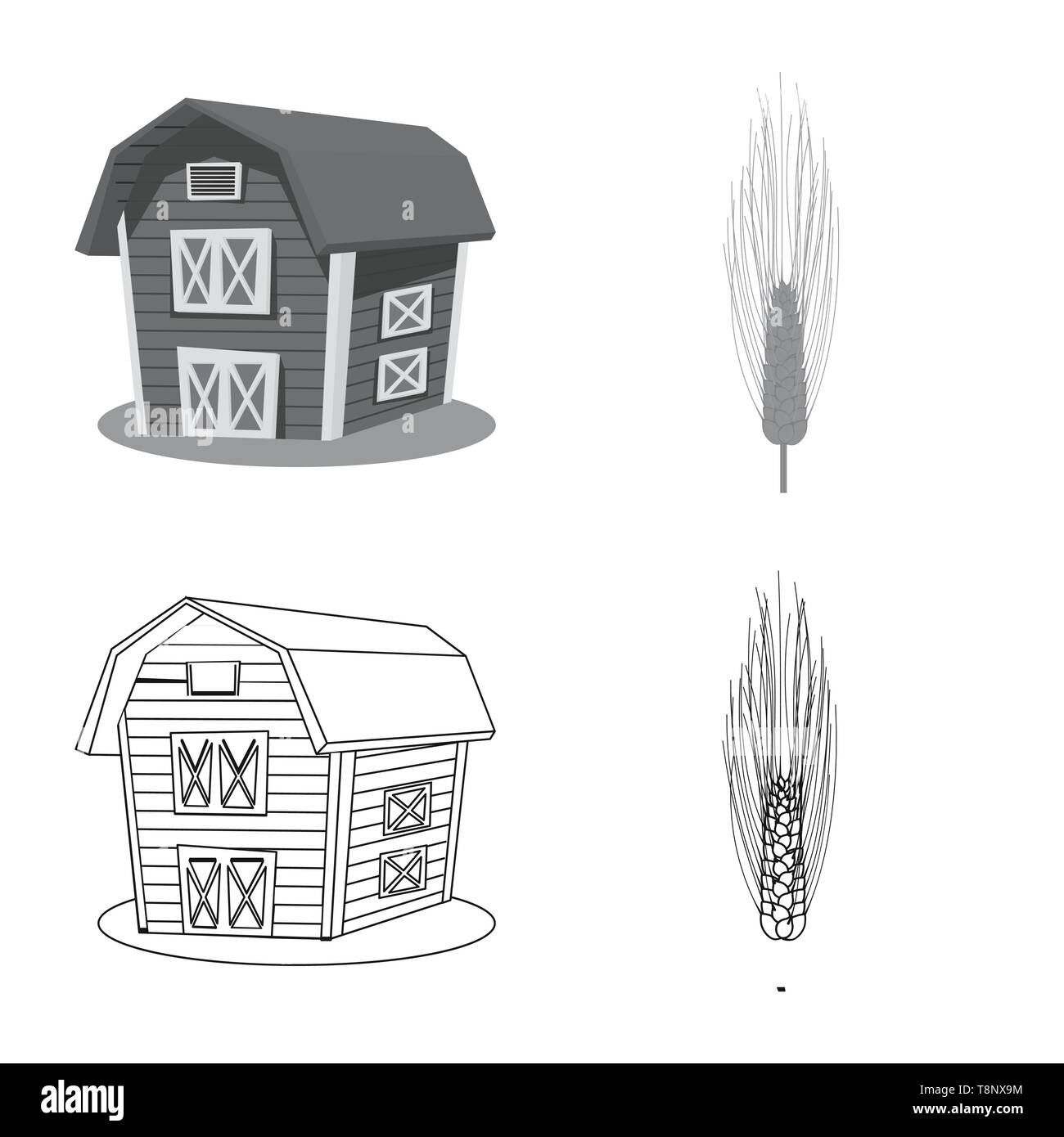 Barley cottage Stock Vector Images - Alamy