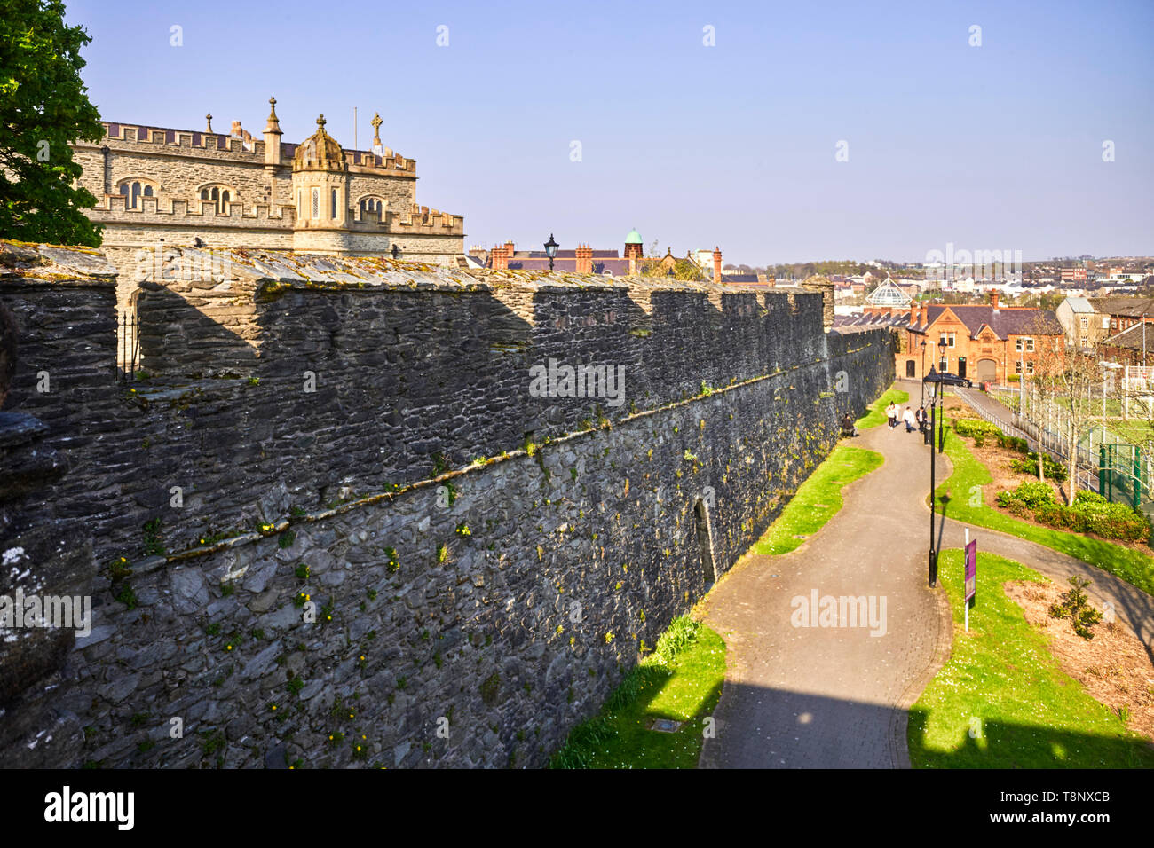 The outside of the city walls in Londonderry, Northern Ireland Stock Photo