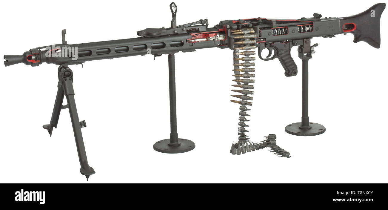 Machine guns, Rheinmetall MG 3, calibre 7,62 x 51 mm NATO, introduced 1960, sectional model, Additional-Rights-Clearance-Info-Not-Available Stock Photo