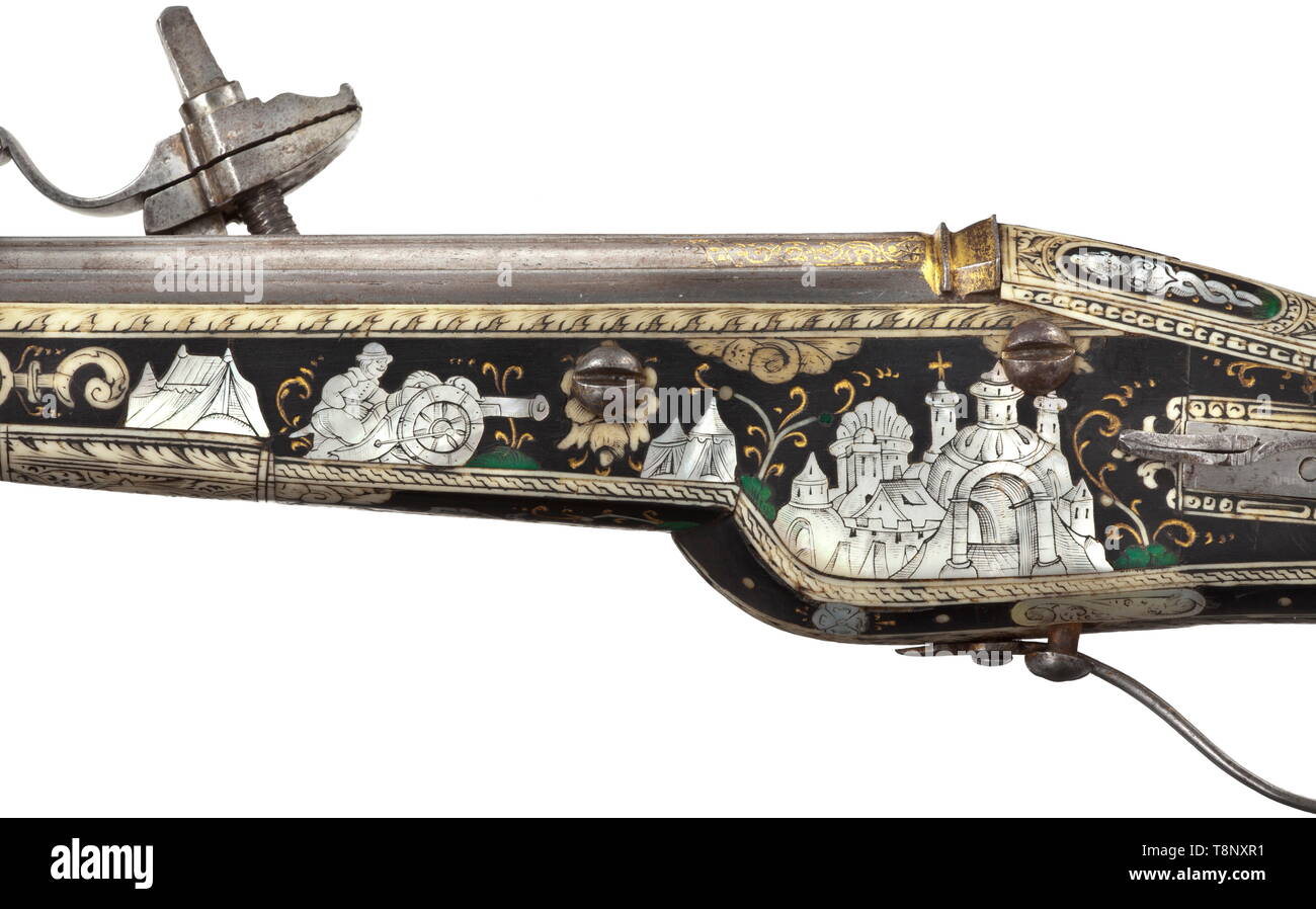 A significant luxury wheellock pistol, Nuremberg, circa 1590/1600 Slender r 16th century, Additional-Rights-Clearance-Info-Not-Available Stock Photo