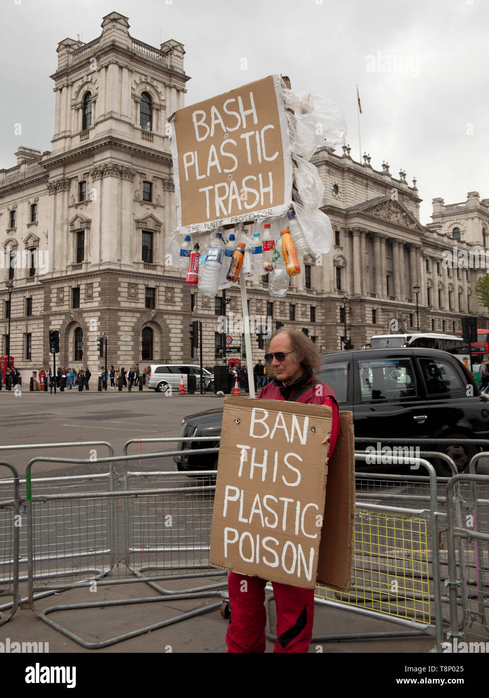 The Plastic Protestor, protests, London, City centre, England, UK Stock Photo