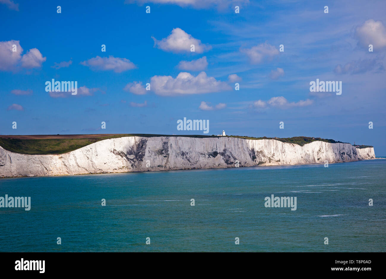 White cliffs of Dover, viewed  from English Channel ferry, Kent, England Stock Photo