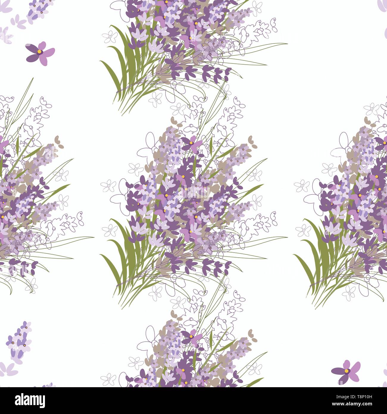 Seamless vector floral pattern with lavender flowers Stock Vector