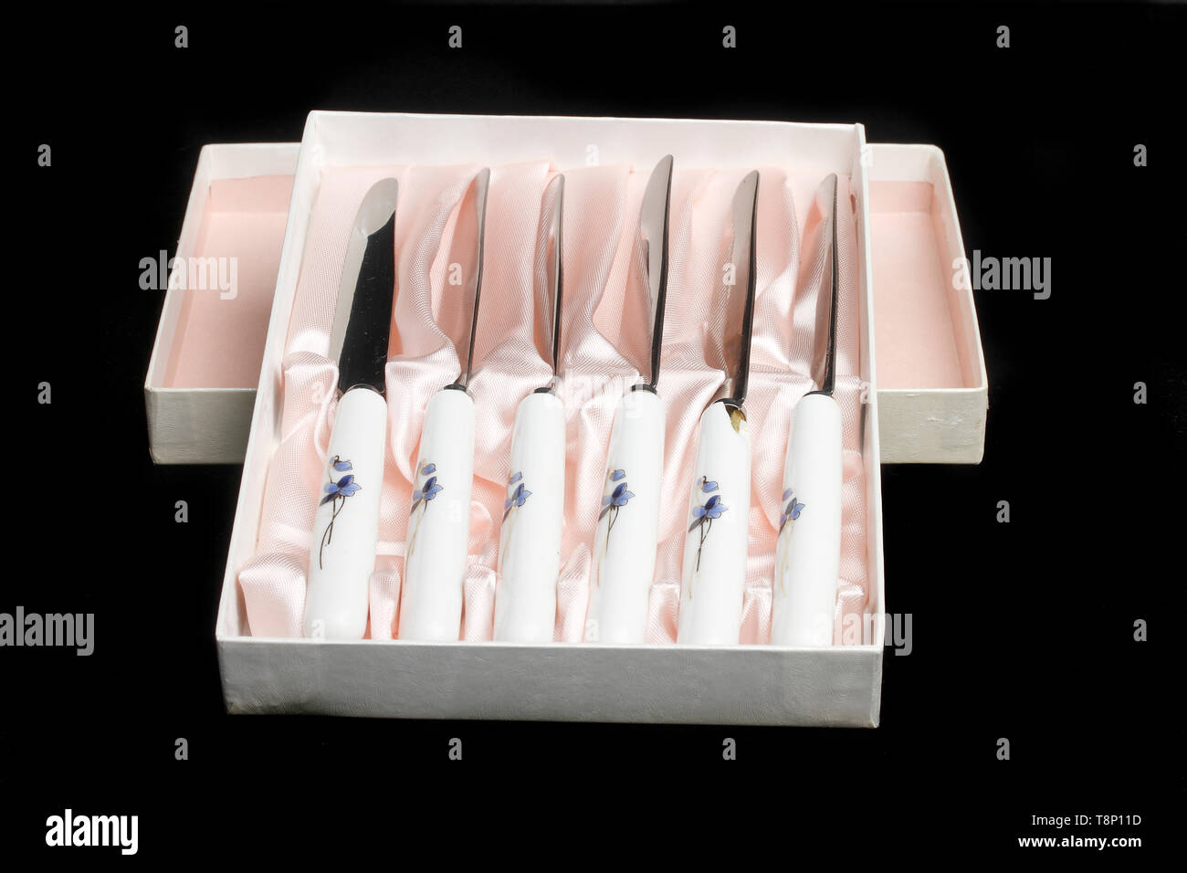 SIMCO Artware Japan decorated knives  51 set stainless steel blades Stock Photo
