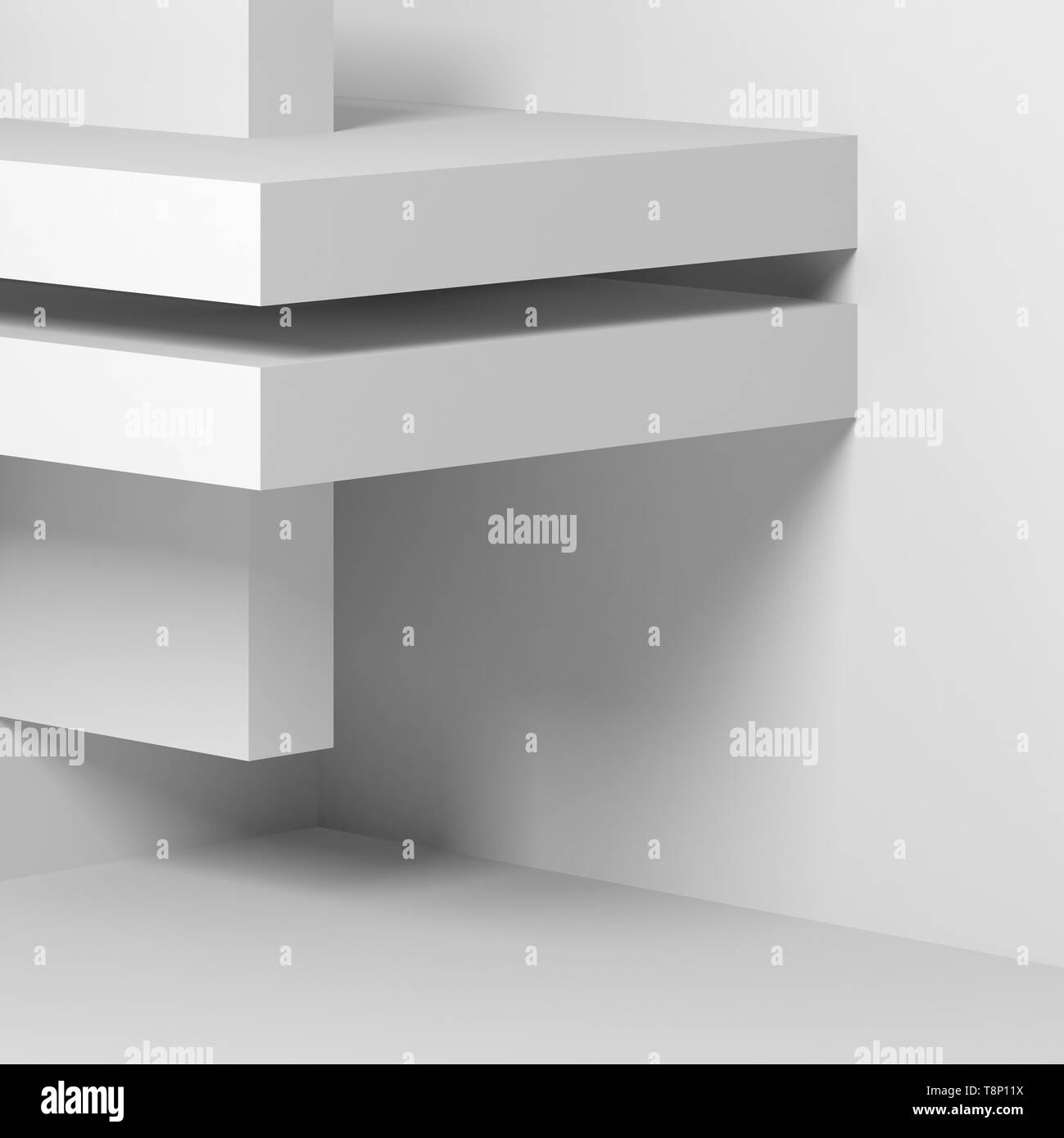 Abstract square digital background with white minimal installation on ...