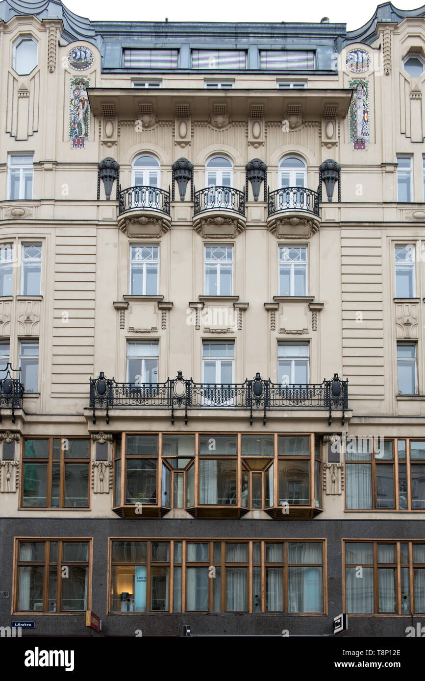 Facade of historic 19th century Viennese houses, Vienna, Austria Stock