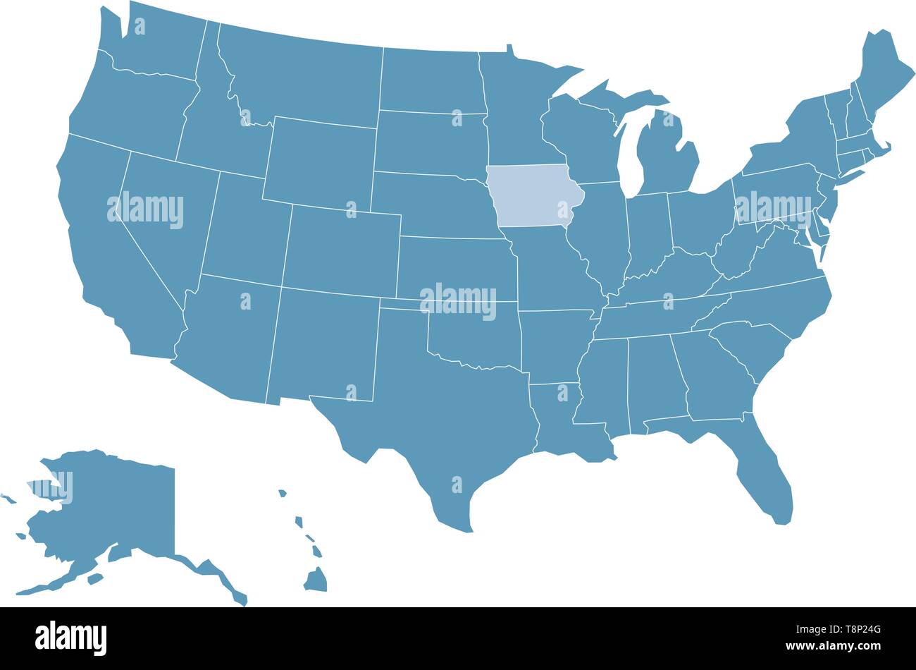 Map Of The United States With Iowa Highlighted Stock Vector Image Art Map Of The United States With Iowa Highlighted T8P24G