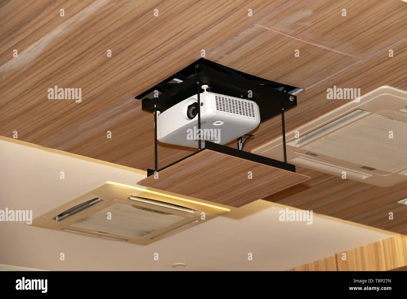 Projector Hanging On Meeting Room Ceiling Stock Photo 246347129