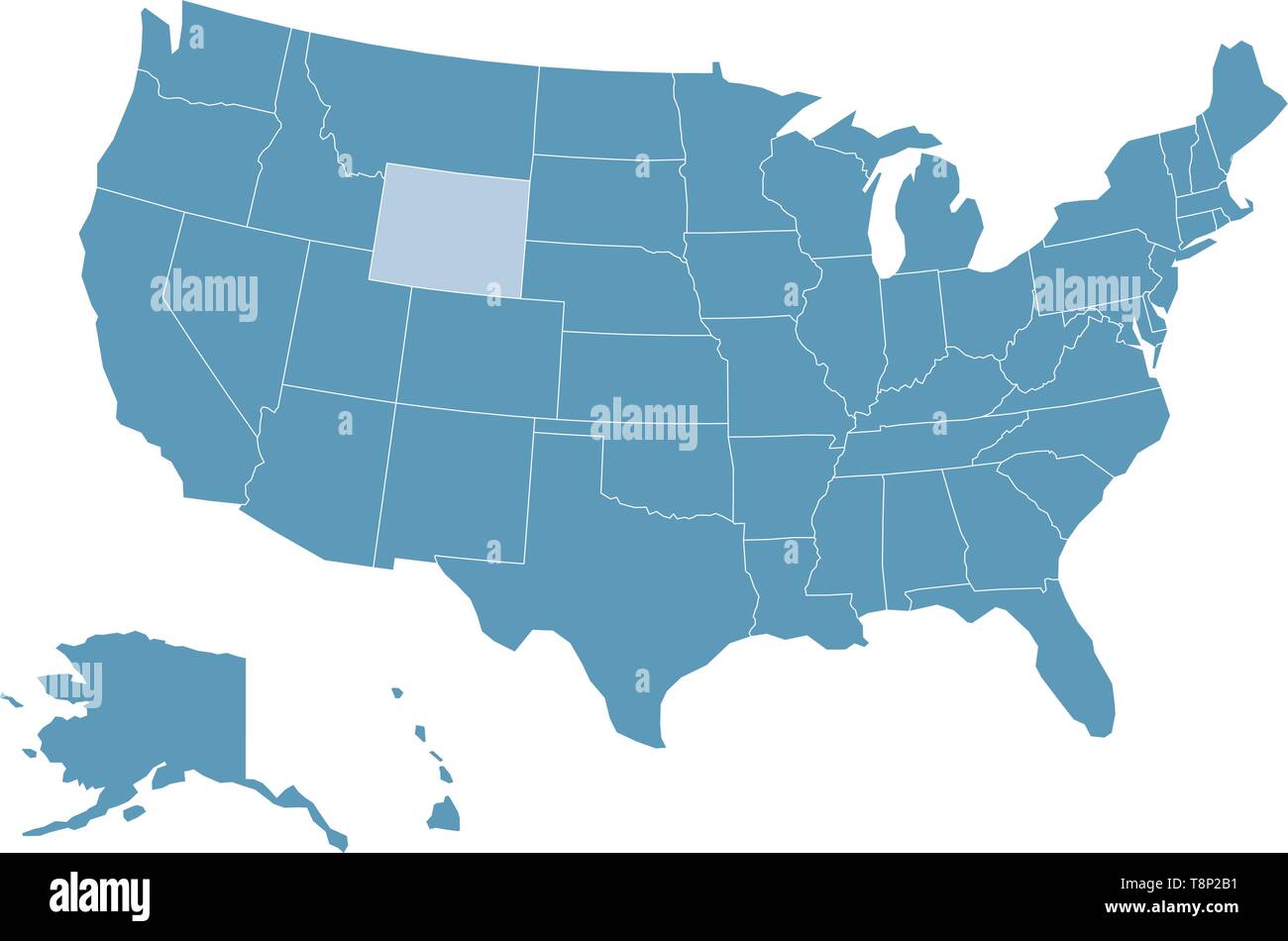 Map Of The United States With Wyoming Highlighted Stock Vector Image Map Of The United States With Wyoming Highlighted T8P2B1 