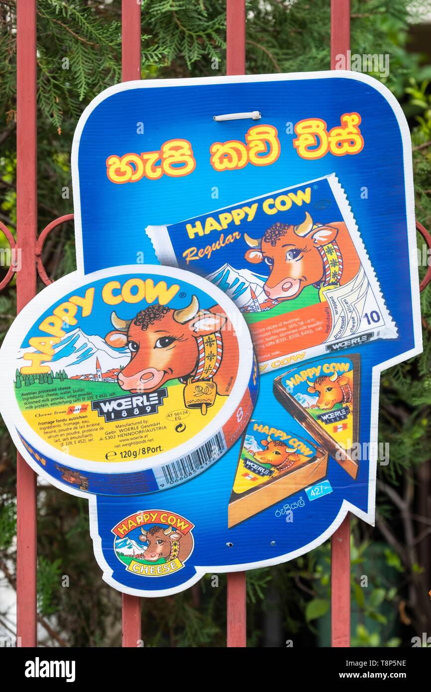 Sri Lanka, Western province, Negombo, advertising for Happy Cow