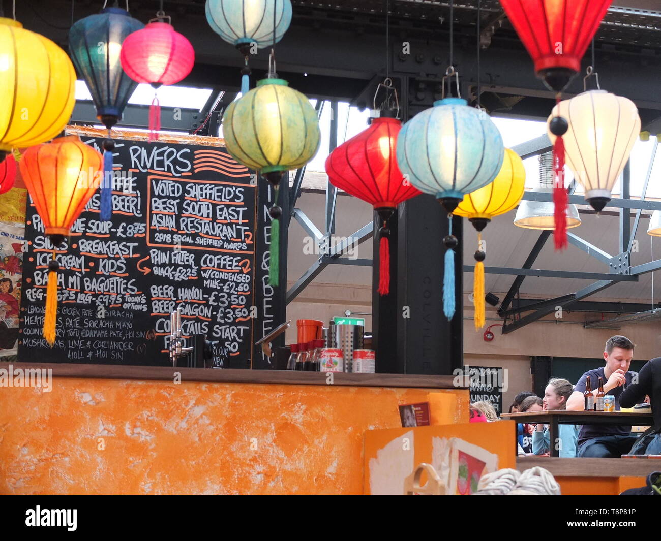 Vietnamese paper lanterns at Five Rivers restaurant at Cutlery Works, a