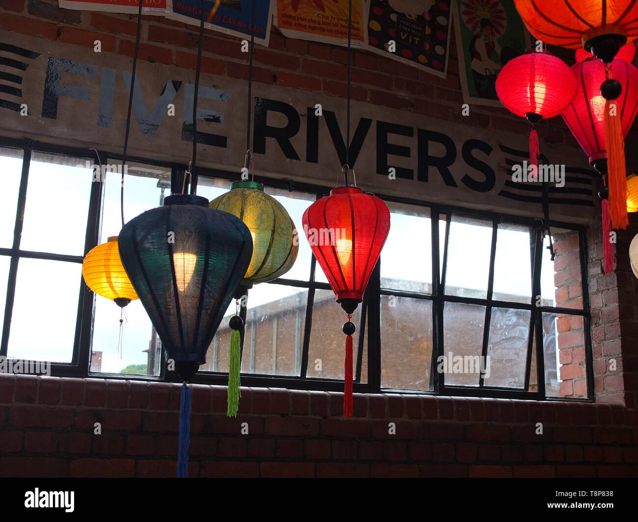 Vietnamese paper lanterns at Five Rivers restaurant at Cutlery Works, a