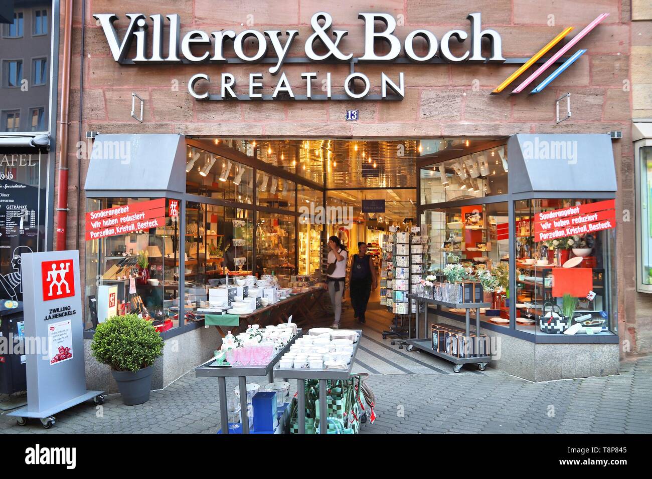 NUREMBERG, GERMANY - MAY 7, 2018: Villeroy and Boch kitchenware brand store in Nuremberg, Germany. Villeroy & Boch is a large ceramics manufacturing c Stock Photo