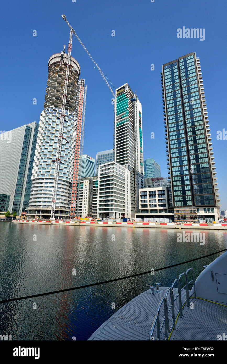 Wood Wharf residential development, construction phase, Canary Wharf estate, docklands, East London, United Kingdom Stock Photo