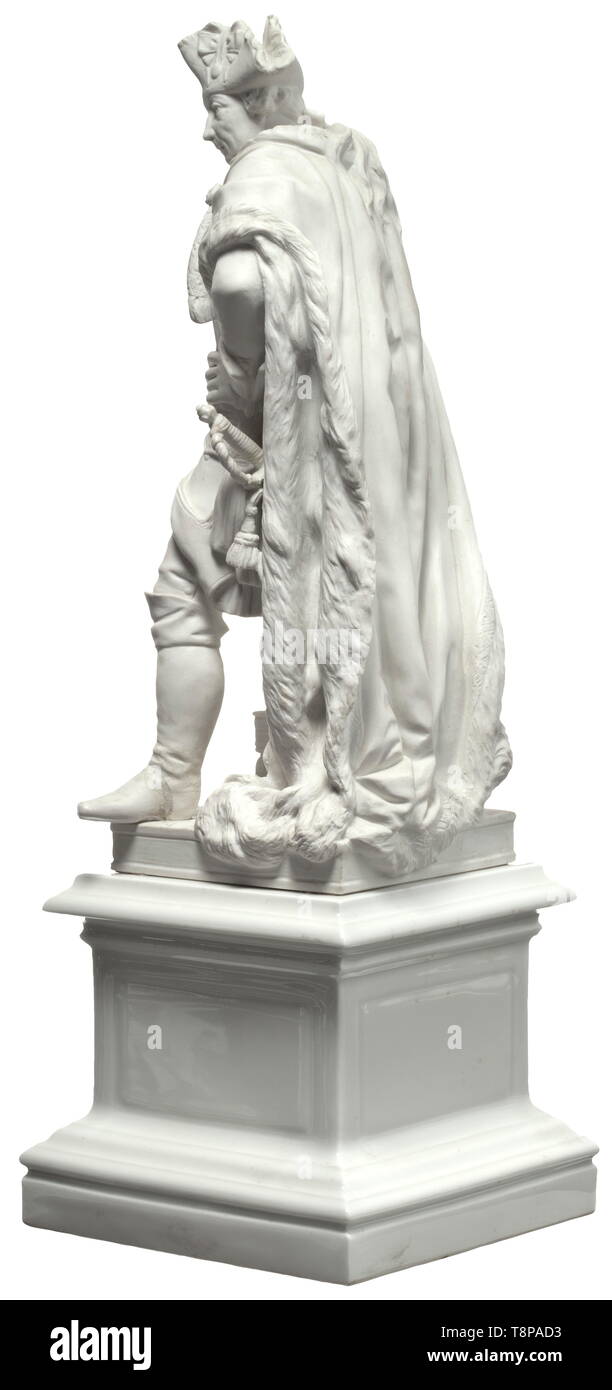 Air Force General Egon Doerstling (1890 - 1965) - a statuette of Frederick the Great as an officer's gift Figure made of white biscuit porcelain, on the bottom the blue KPM sceptre mark, after the marble statue by Johann Gottfried Schadow (1791). Comes with the unique, hollow-cast base made of white, glazed porcelain with personal dedication 'General der Flieger Doerstling zur Erinnerung an die Zeit seines Wirkens 1.6.1938 - 13.8.1943 - Die Offiziere, Ingenieure und Beamten Chef Nachschub' (tr. 'For Air Force General Doerstling in memory of his time of activity 1 June 1938 , Editorial-Use-Only Stock Photo