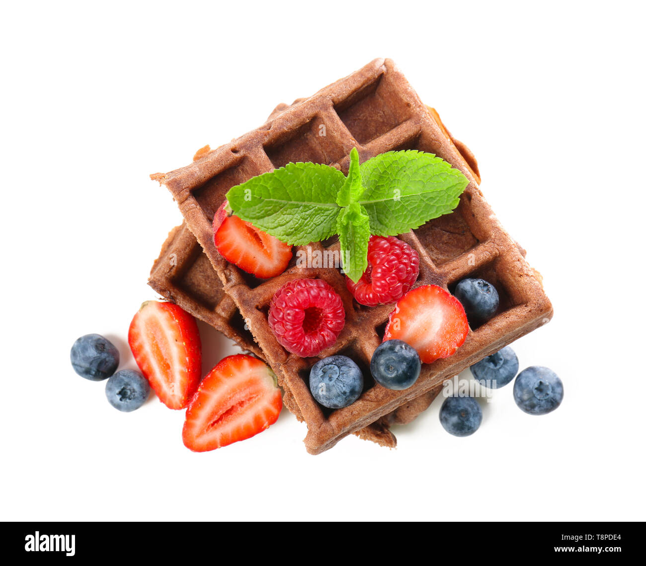 Homemade waffles chocolate berries Cut Out Stock Images & Pictures - Alamy