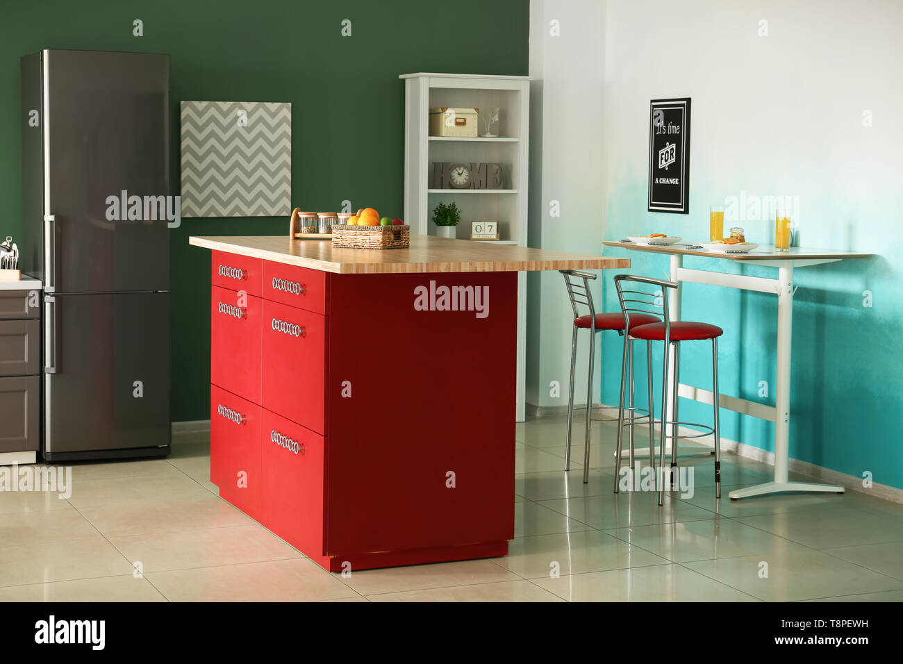 Interior of modern kitchen with stylish furniture Stock Photo - Alamy